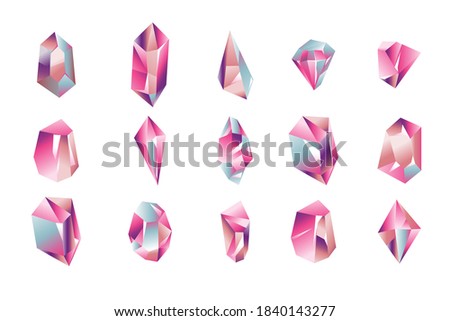 Set of Crystal Gemstones Collection Vector Illustration