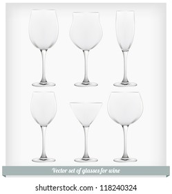 Set crystal glass wine. Vector