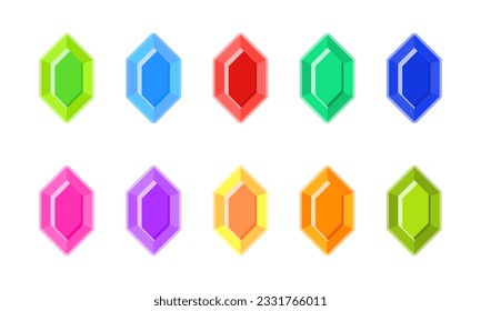 Set of Crystal illustration vector graphic  fun color, vector gemstone with flat design