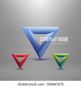 Set Of Crystal Logo Design. Abstract Polygon Triangle. Colorful Icon. Vector Illustration.