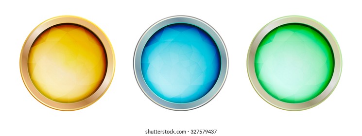 Set of crystal shiny buttons, vector design for website.