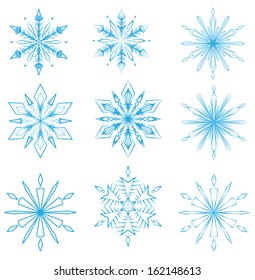 set of crystalline snowflakes for Christmas design