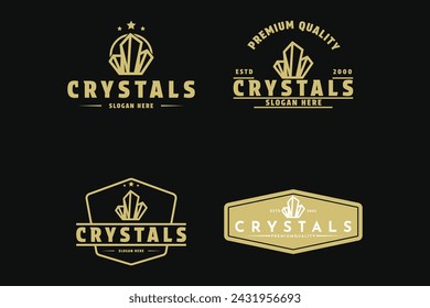 conjunto de cristales diseño de logotipo de lujo etiqueta retro vintage