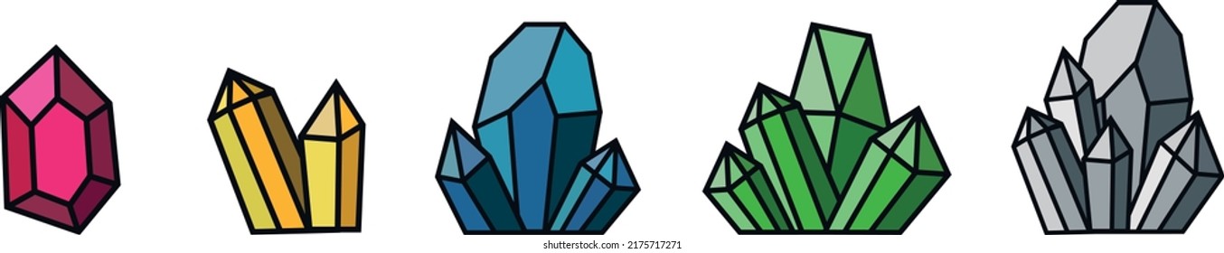 Set of crystals vector illustration