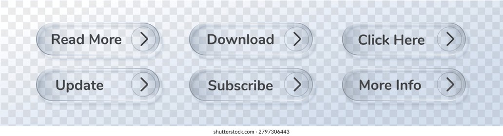 Set Cta download subscribe with transparent and call like liquid. Ui web box with 3d cta now and action info share. Text vector with set icon click button and download frame glass