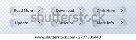 Set Cta download subscribe with transparent and call like liquid. Ui web box with 3d cta now and action info share. Text vector with set icon click button and download frame glass