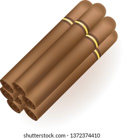 Set of Cuban cigars. Isolate on white background. eps10