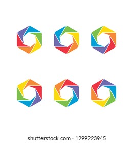 Set of Cube Box Hexagon Colorful Vector Icon Logo Design Inspiration