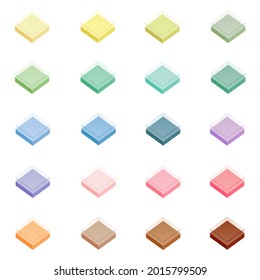 Establecer diseño de iconos de cubo. Cubo de vidrio decorativo azul. Cubo isométrico 3D. Ilustración vectorial. Cubo transparente.