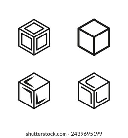 Set of cube icons. Geometric 3D shapes collection. Abstract box symbols. Vector illustration. EPS 10.