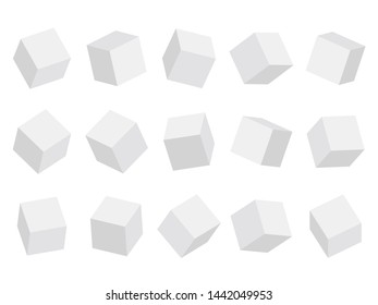 Set of cube icons isolated on white background