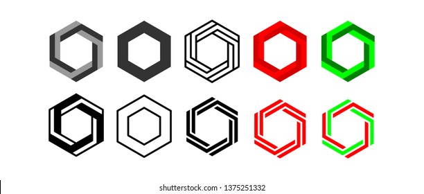 Set of cube icons on a white background that can be moved, used as a product company logo or used in mathematics. Geometric shape.Hexagon icon set. Vector box of square .impossible.logo.Geometry.dice.