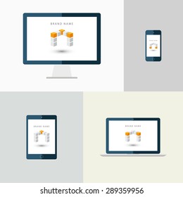 Set of cube isometric logo concept. 3d cube logo design.