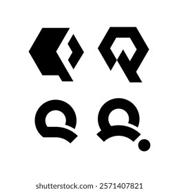 Set of Cube and letter Q combination logo design.