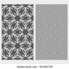 set of Cube Patterns. Modern Geometry ornament. Seamless Vector illustration. grey backgorund