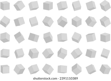 Set of cubes in different angles view isolated on white background. Vector illustration.