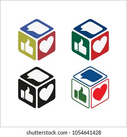 a set of cubes with icons of social networks