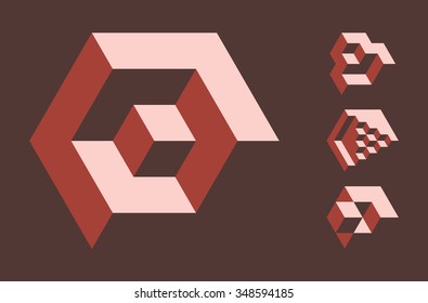 Set of cubic objects, useful for corporate or science logo. Vector