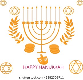 set cuddles. HAPPY HANUKKAH vector illustration