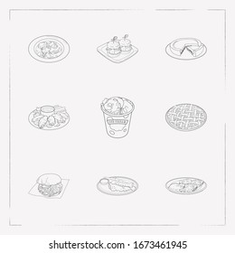 Set of cuisine icons line style symbols with oregon, oklahoma, new york and other icons for your web mobile app logo design.