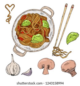 set of culinary products for illustrations of cafes, menus, posters, banners
