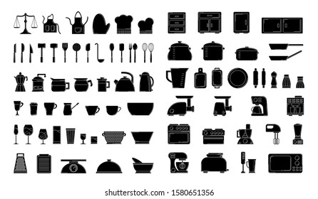 Set of culinary silhouettes. Vector clip art for design and web.