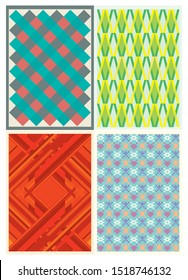 Set of cultural Mediterranean experimental patterns. Vector illustration retro design. The abstract geometric pattern on vintage background. 