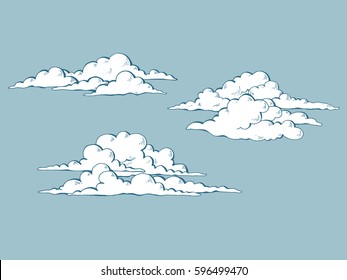 Set of cumulus clouds for your design. Vector illustration.