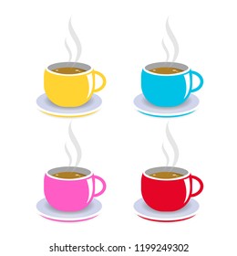 Set Cup of Coffee. Flat Design. Banners, Posters, Cards, Banners. Vector Illustration