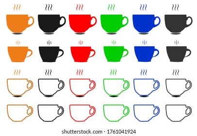 A set of cup for coffee or tea and hot drinks. Vector illustration.