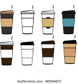 Set cup of coffee vector EPS 10