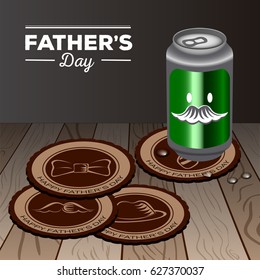 Set of cup holders and a beer can, Father's day vector illustration