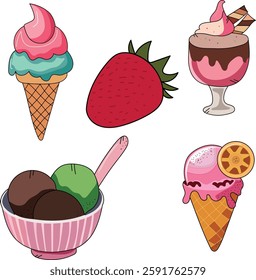 set of cup ice cream