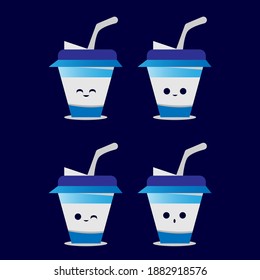 set of cup icon with smile face. vector illustration