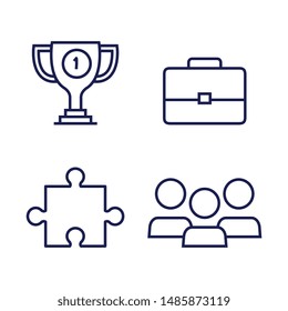 set of cup prize with suitcase and puzzle with users
