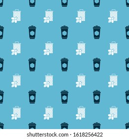 Set Cup of tea with honey and Bee and honeycomb on seamless pattern. Vector