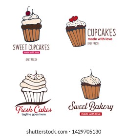 Set of Cupcake or Cake logos for Bakery and pastry