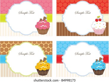 Set of cupcake cards template