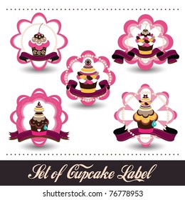 set of cupcake label design