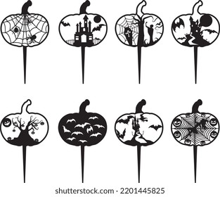 Set Cupcake Topper halloween Spooky Silhouette for decoration