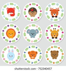 Set Cupcake Toppers Cute Little Animals Stock Vector (Royalty Free ...