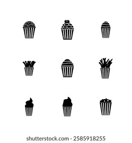 Set of Cupcake vector, ice cream illustration 