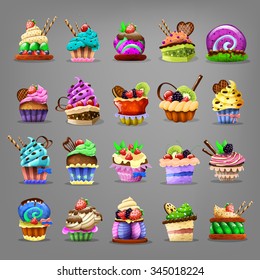 Set of cupcake. Vector illustration.