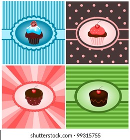 Set of cupcake vintages