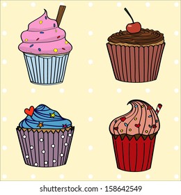 Set with cupcakes