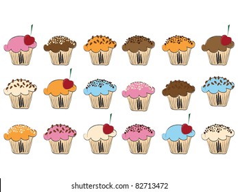 Set with  cupcakes