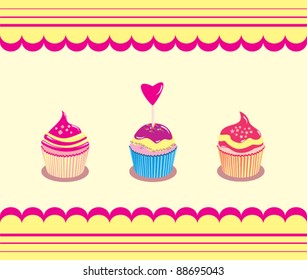 set of cupcakes with candy