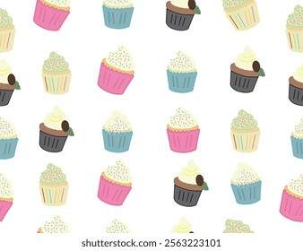 Set Of cupcakes. Delicious cupcakes. Vector illustration design