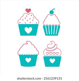 Set of cupcakes design, cupcakes vector