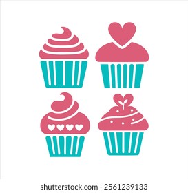 Set of cupcakes design, cupcakes vector